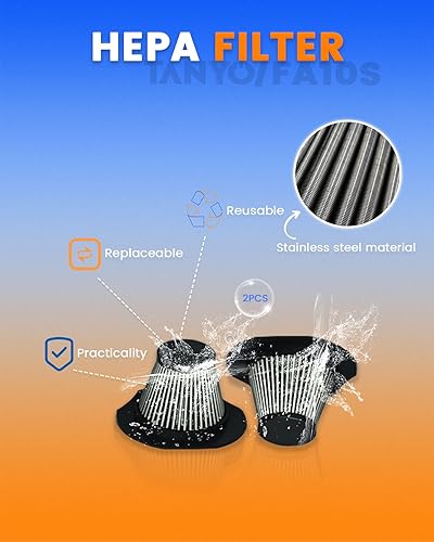 Miniatura 6 de TANYO Aspirador de mano inalámbrico Pro, mini aspiradora de coche recargable con filtro HEPA inoxidable, pequeño portátil de mano interior del coche