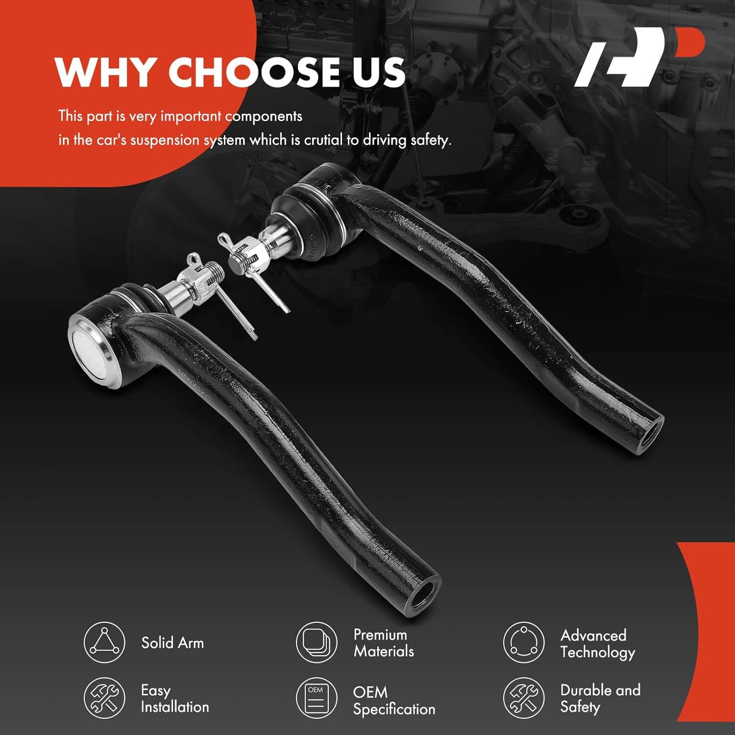 A-Premium 2 x Front Outer Tie Rod Ends Compatible with Acura TL 2009-2014