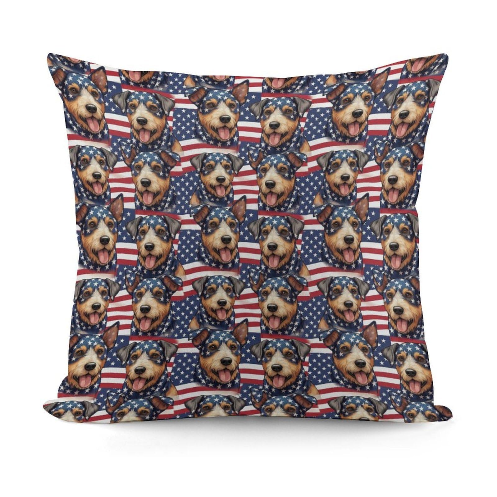 Smazdfxx Picture(12) Square Spring Decorations Pillow Case Modern Home Decor For Bed Sofa Living Room American Flag Airedale Terrier