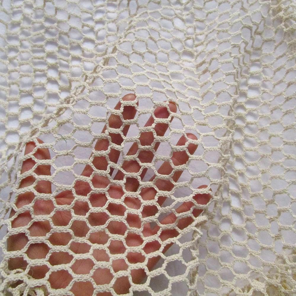 Elastyczna tkanina siatkowa, 99% bawełniana dzianina siateczkowa ażurowa francuska beżowa czarna 90x200cm do szycia dekoracji wnętrz(Black)