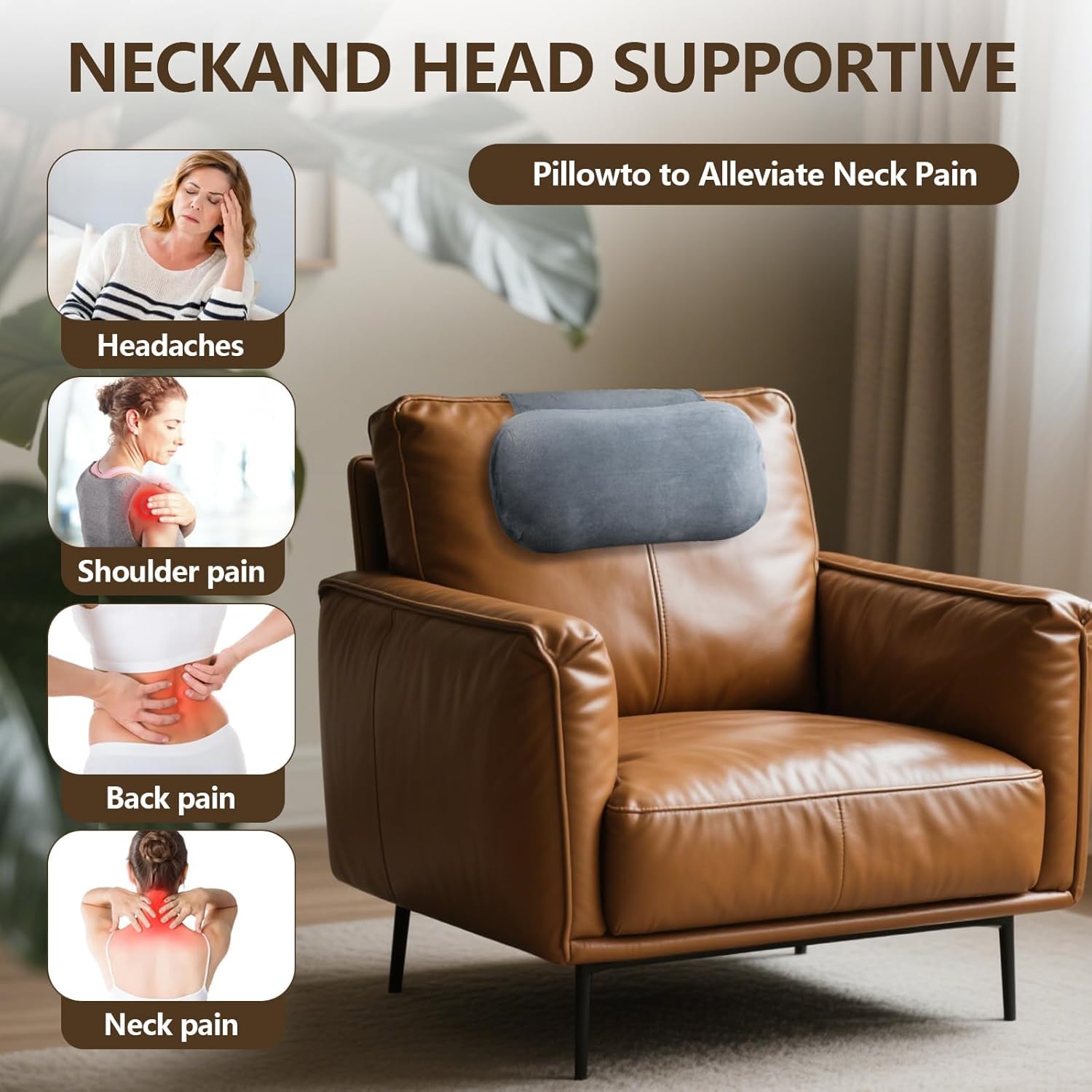 Cuscino ergonomico per sedia a sdraio, cuscino in memory foam antiscivolo, supporto per chi dorme sul fianco, cuscino da bagno per collo e testa con tasca, viaggio per dolori al collo e alle