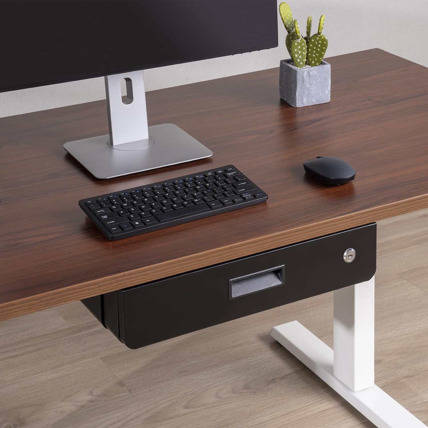 Maclean MC-461 Ergonomische Untertischschublade mit Schlüssel | Abschließbar | 5 kg Tragkraft | 45×31,2 cm | Hängeschublade Schwarz | Unter Schreibtisch montierbar