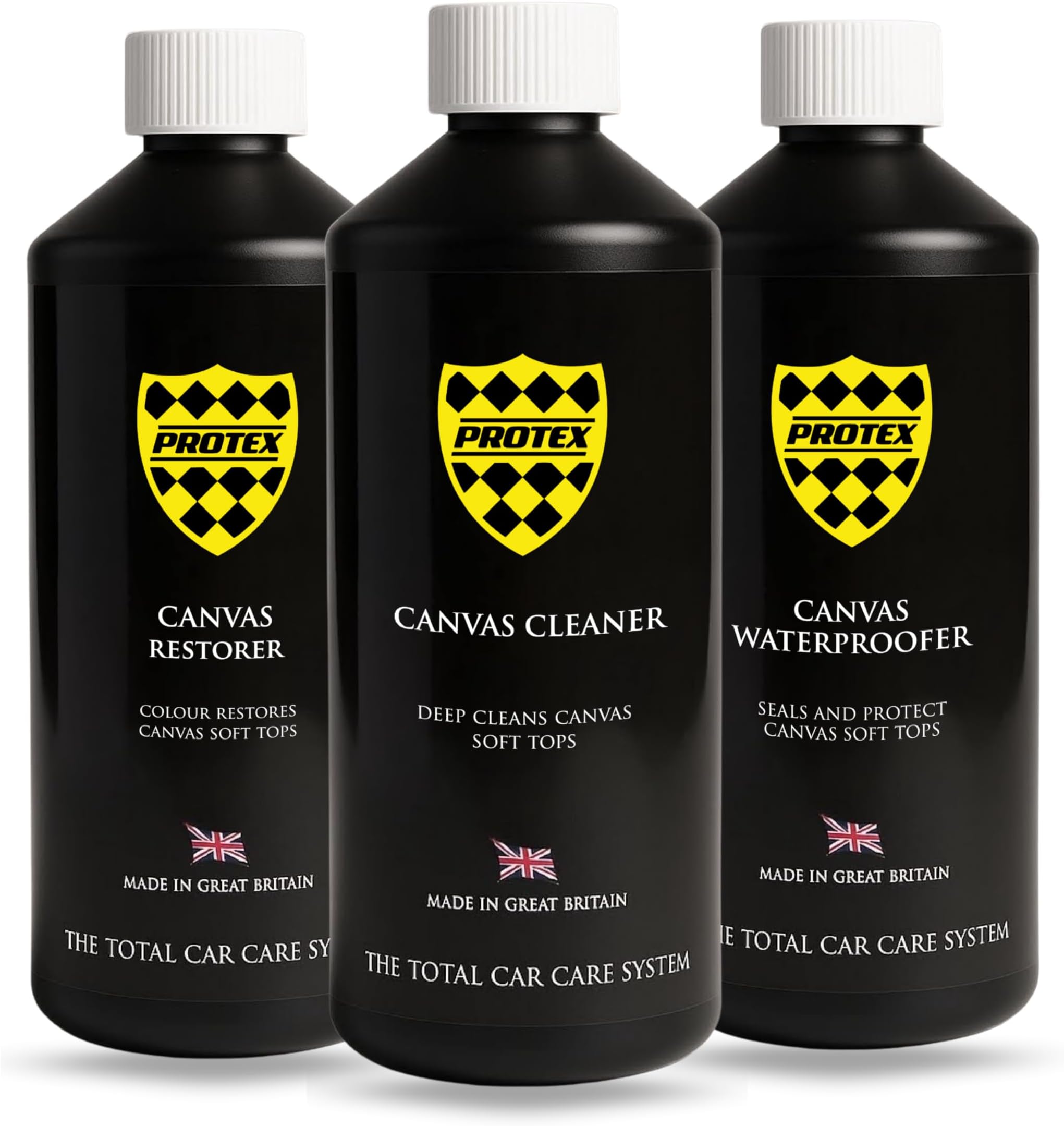 PROTEX Convertible Soft Top Care Kit with Canvas Cleaner/Restorer (Black)/Waterproofer - 500ml