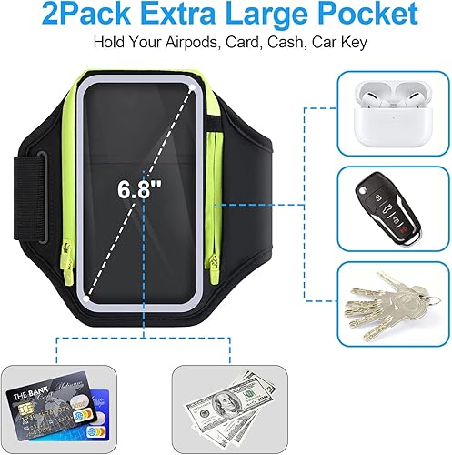 Miniatura 2 de Banda de brazo de 6.8 pulgadas para teléfono para correr con bolsa para auriculares, funda para iPhone 14, 13, 12, 11 Pro Max, Galaxy S23 S22, ultra