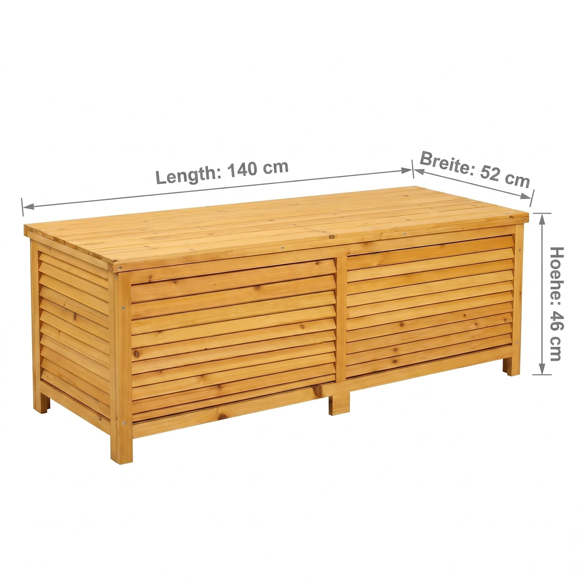 Mucola Auflagenbox Kissenbox Gartentruhe mit Deckel 140x46x52 cm Holz Braun | wetterfest und robust, Platz für Gartenpolster und Gartengeräte, aus Massivholz, individuell gestaltbar und streichbar