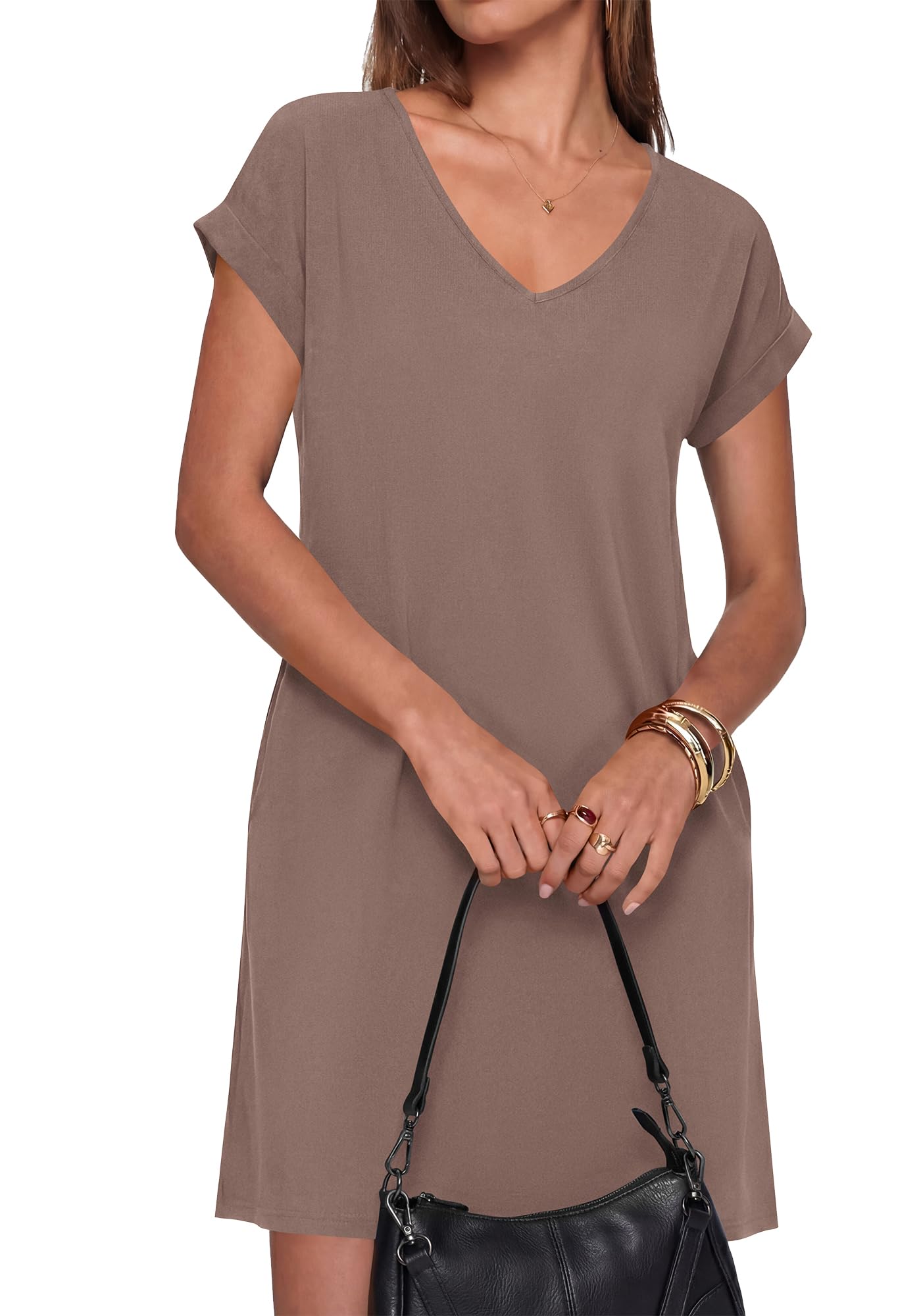 BTFBM Womens Summer Dresses 2026 Pockets Short Sleeve Loose Nightgowns Pajama Beach Vacation Casual Spring T Shirt Dress