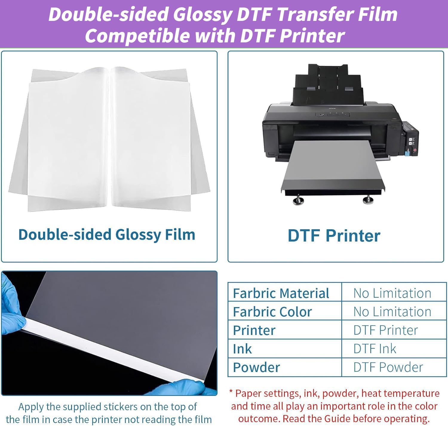 DTF - Juego de papel de transferencia A4 (29,7 cm x 42 cm), 35 hojas premium de doble cara, 300 g, transferencia directa a película para cualquier tela, kit de inicio DTF para impresión DTF (A4-35)
