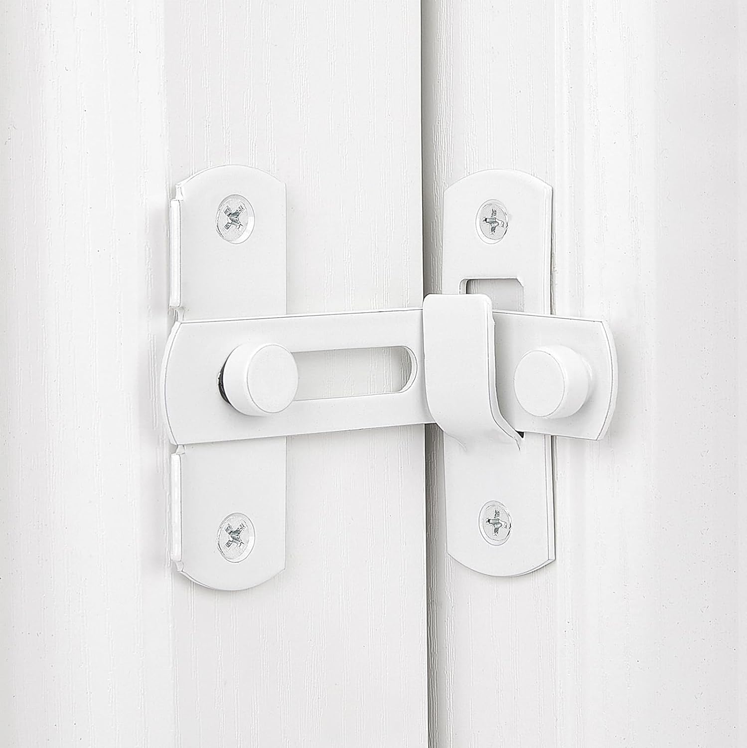 INIRET 6 Packs White 90 Degree Flip Barn Door Lock Latches，Stainless Steel Gate Latch Security Door Latch for Barn Door Safety Door Lock,Sliding Door Antique Lock Wine Cabinet Closet