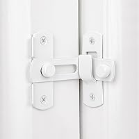 Vista 3 de Paquete de 2 pestillos blancos de 90 grados para puerta de granero, cierre de puerta de acero inoxidable para puerta de granero