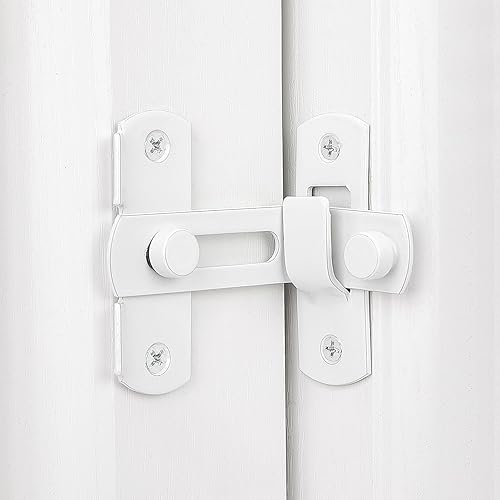 Miniatura 3 de Paquete de 4 cierres de puerta de granero de 90 grados, cierre de puerta de acero inoxidable blanco, pestillo de puerta de seguridad para puerta de