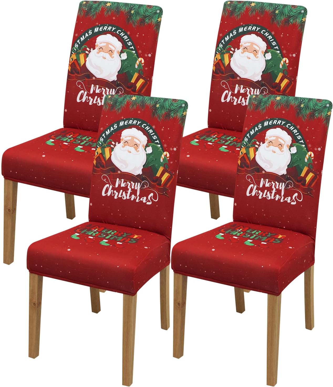 GOSTADY 4Pcs Christmas Chair Covers for Dining Room Stretch