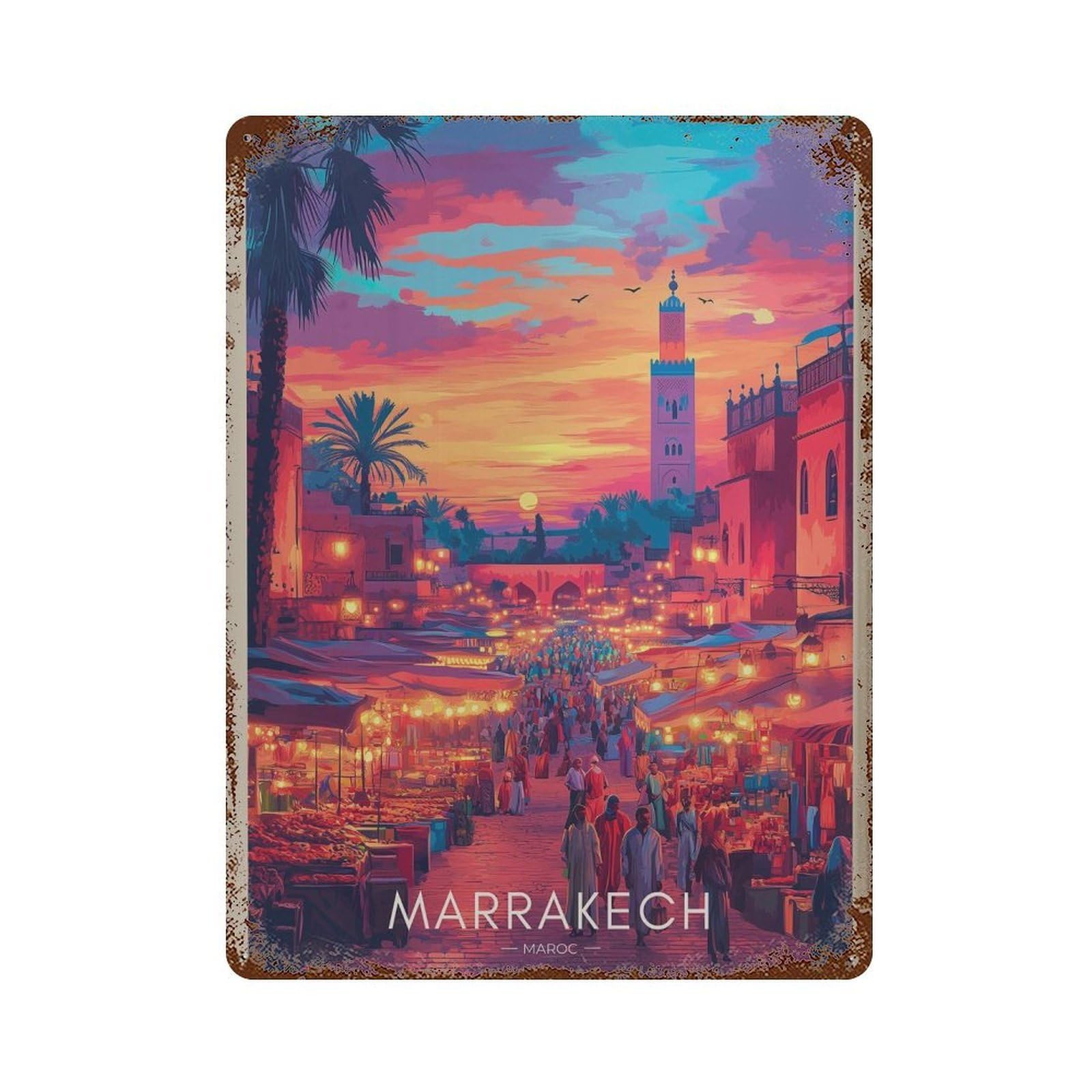 xiaoxiaoshen Marrakesh Travel Medina Morocco (2) Wall Decor Art Metal Tin Poster Modern Home Decor Art Home Bar Shop Decorations Vintage Sign 40x30cm