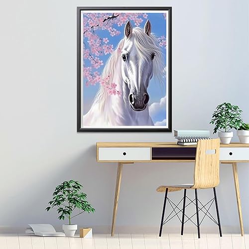 Miniatura 4 de Kit de pintura de diamantes de bricolaje, taladro completo redondo de caballo, animal de arte de diamante 5D para adultos, manualidades de diamantes