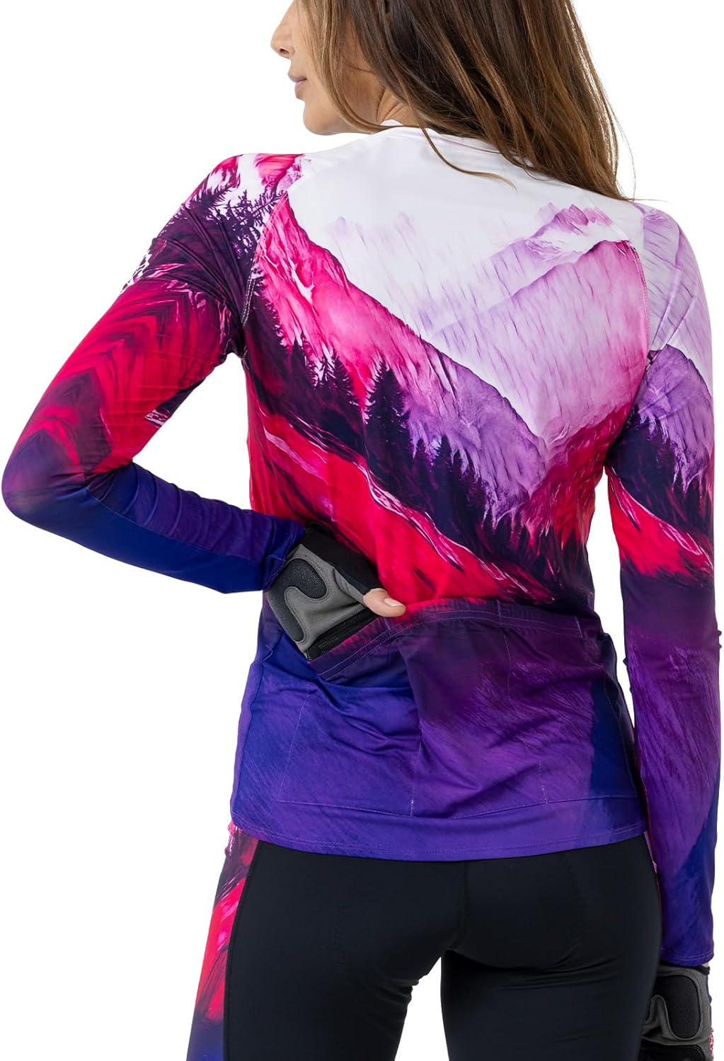 Terry Soleil Long Sleeve Bike Jersey - Womens Athletic Fit UPF 50+ Sun Protection - 14 Inch Front Zip Cycling Top