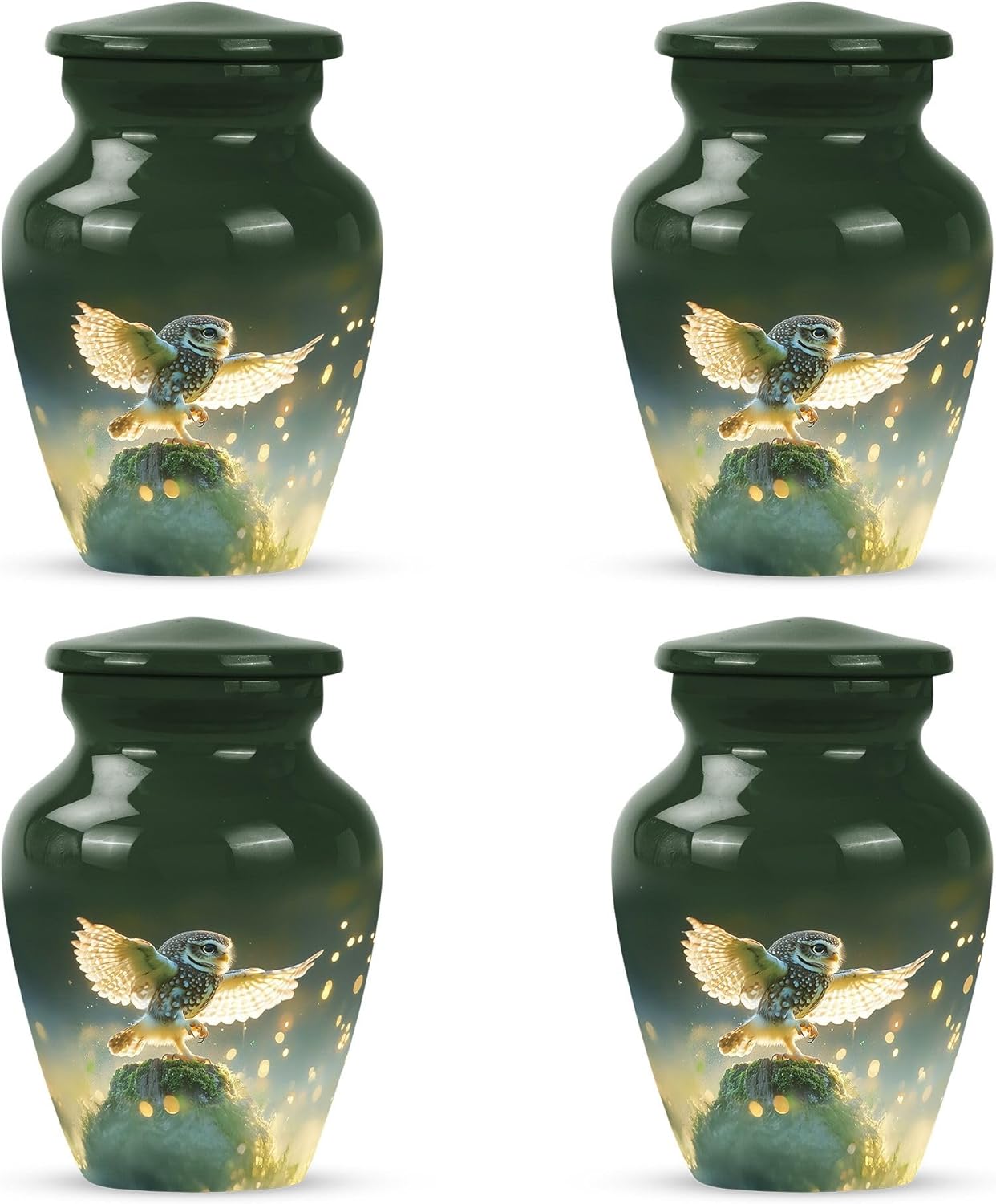 Blue Night Owl Mini Urns for Human Ashes Male - Small Urn for Human Ashes Adult Female 3 Inch 1 Pcs