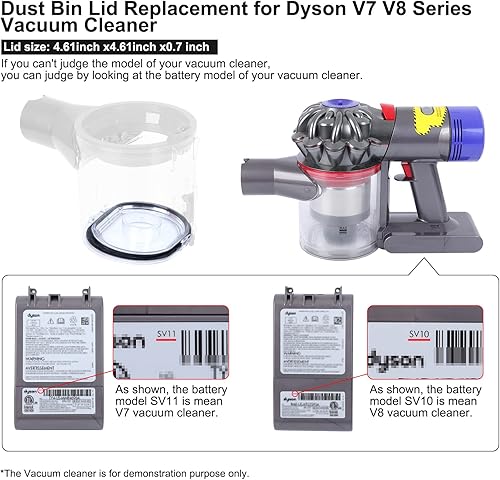 Miniatura 4 de Tapa base de cubo de polvo + botón de bloqueo de repuesto para Dyson V7 V8 SV10 SV11 Aspiradora Cubierta de Contenedor de Polvo y Bloqueo de