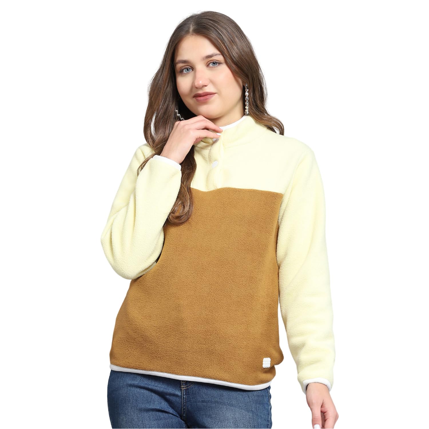 rock.it from house of Monte Carlo Womens Self Design Brown Mock Neck Full Sleeve Sweatshirt_2240102620-picture-37