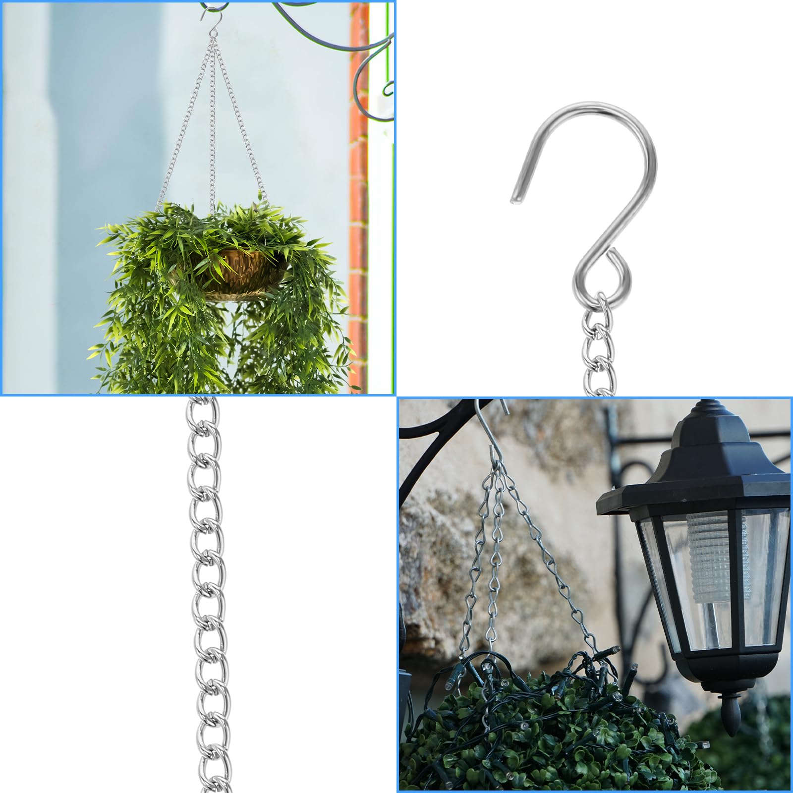 CuiCanfla 10 Stück Hängeketten Silber - Metallketten Mit Haken Für Blumenampeln & Dekoration