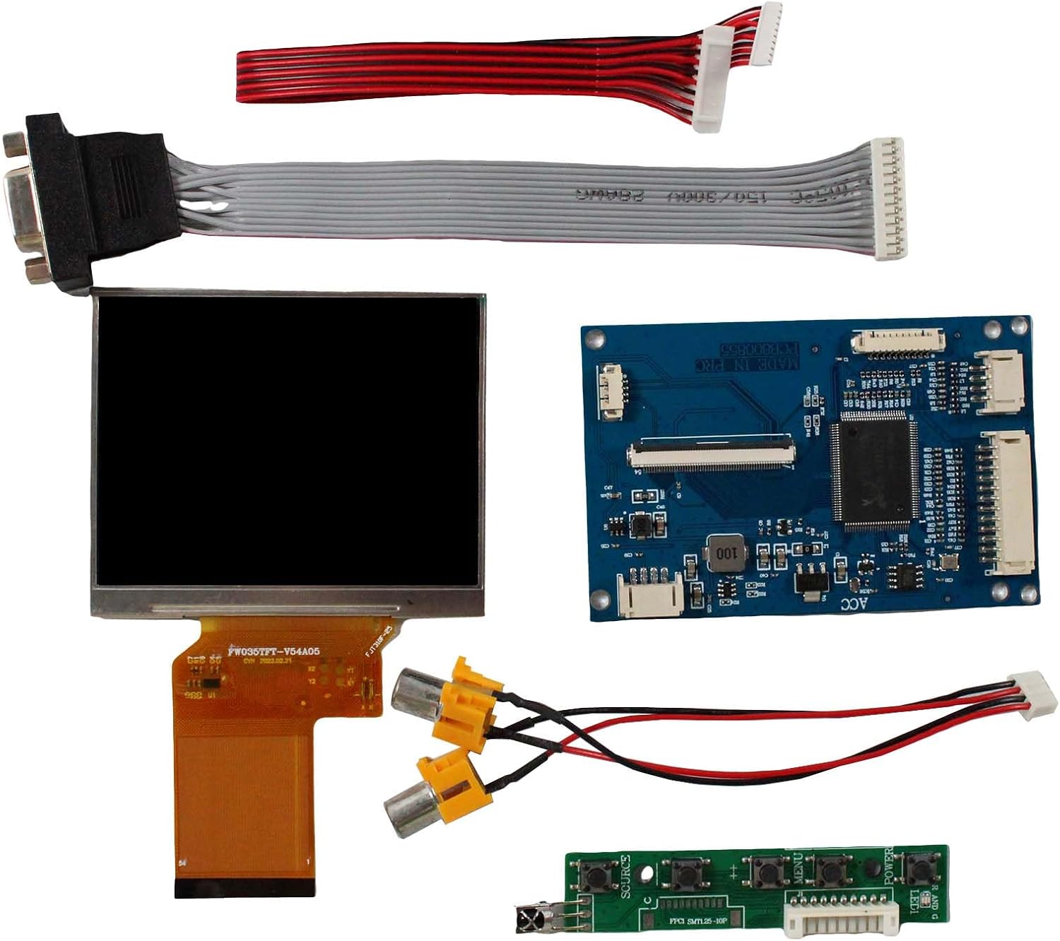 3.5 inch 640X480 400nit VS035T-001AT IPS LCD Screen and VGA 2AV Controller Board VS-TY54-V1
