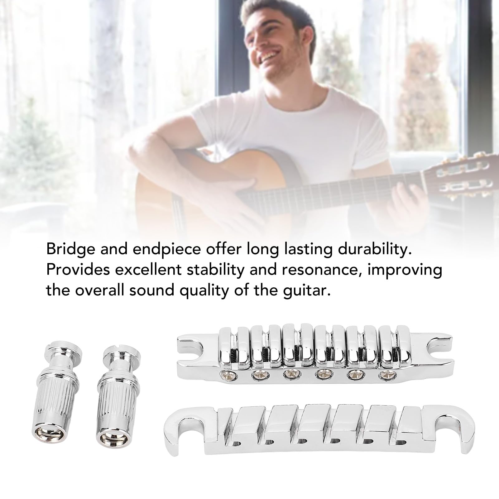 Gitarrensaite durch Steg, Zinklegierung, Individuell Verstellbar, 10, 4 Mm Saite durch Steg, Ersatz für (SILVER