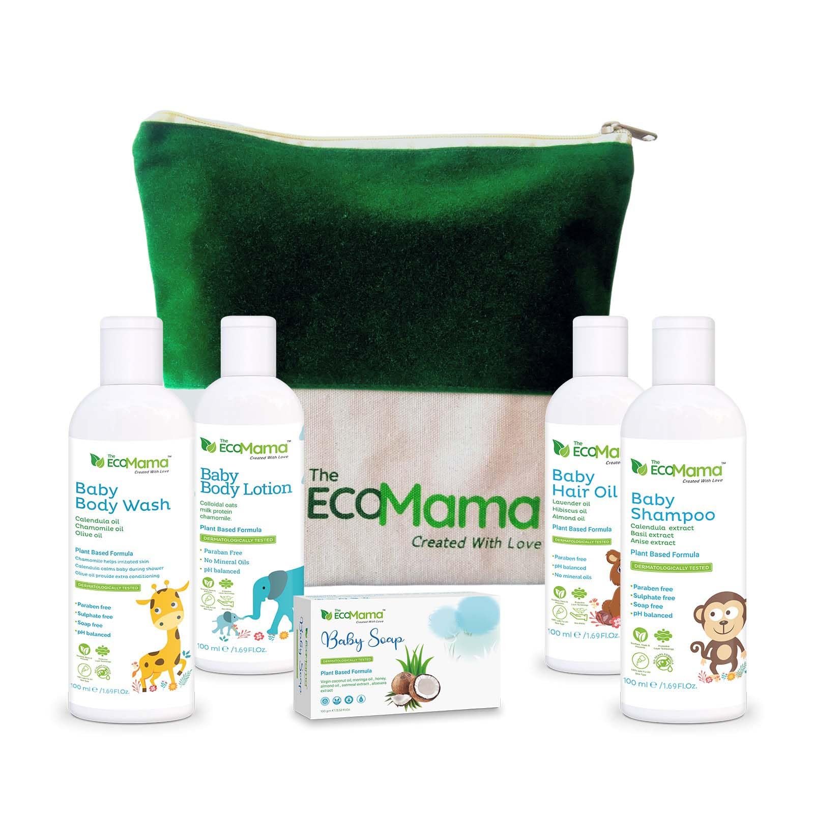 The Eco Mama 5-in-1 Baby Skin & Hair Care Combo Kit (Medium) with Toxin Free Tear Free Baby Shampoo, Body Lotion, Body Wash, Hair Oil (100ml Each), | Suitable for All Skin Type-image-42