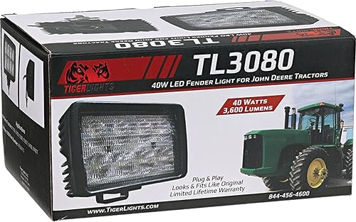 Miniatura 7 de TIGERLIGHTS Luz LED para guardabarros de tractor de 12 V, 3.3 amperios, compatible con/reemplazo para John Deere 9100, 9200, 9300, 9300T, 9400,
