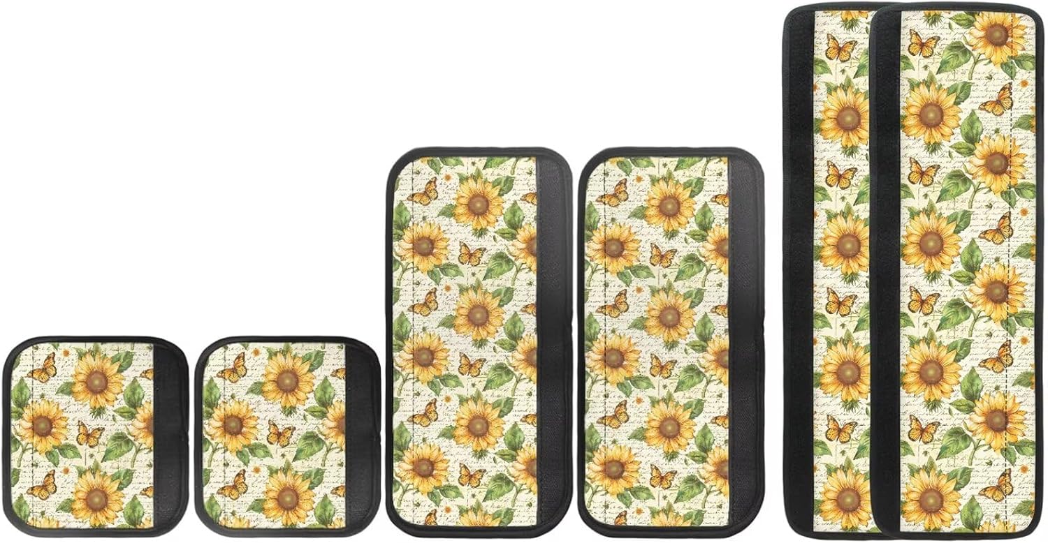 Sunflower Butterfly Set of 6 Fridge Door Handle Covers Washable Kitchen Appliance Handle Protectors for Fridge Microwave Stove Dishwasher Refrigerator Accessories