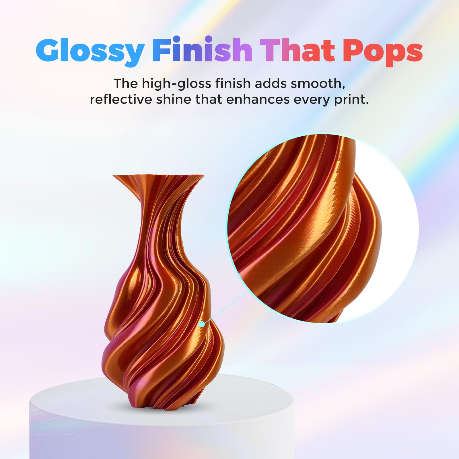 FLASHFORGE Filamento di seta a doppio colore, oro rosa 2 in 1 da 1,75 mm, filamento per stampante 3D 1 kg (2,2 libbre), cambio di colore del PLA di seta