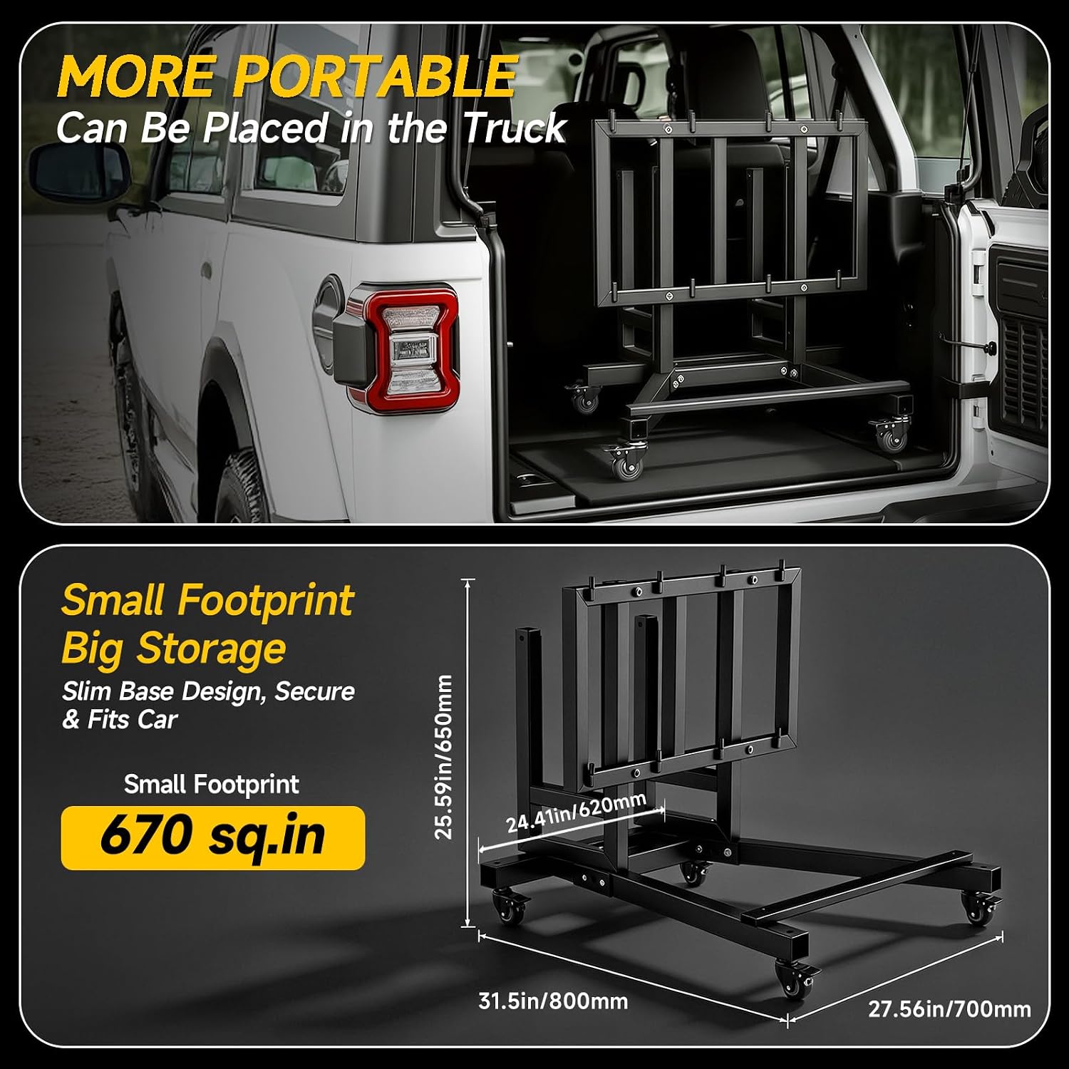 Fit for Jeep Door Storage with Front Hard Top Storage, Upgraded Heavy Duty Easy to Assemble Door Storage Cart fit for 1987-2026 Jeep Wrangler JK JL TJ YJ Gladiator JT 2/4 Doors thumbnail