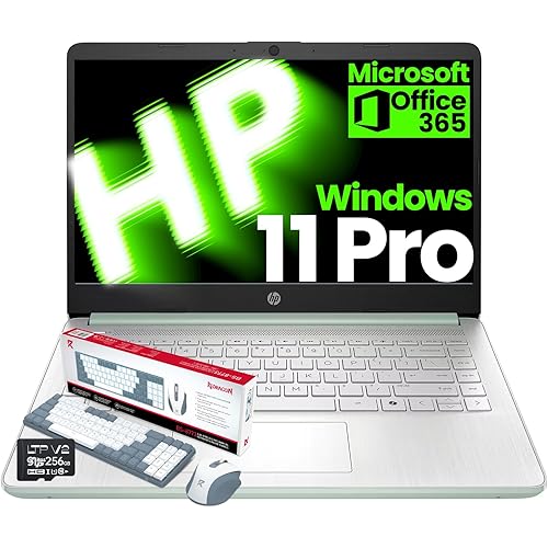 HP 2025 14 Inch Ultra Light Student Laptop, 16GB RAM, Intel N150(Beats N4120), 384GB Storage(128GB UFS+256GB MSD),1 Year Microsoft 365, Wins 11 Pro, Copilot Key, Patented KB Kit, Willow Green