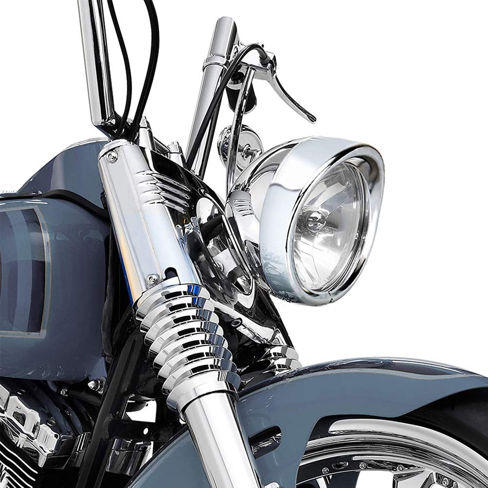 Anello di decorazione per faro anteriore in argento da 7 pollici per moto, copertura decorativa per luce in stile parasole in alluminio, decorazione per faro anteriore antiurto e a