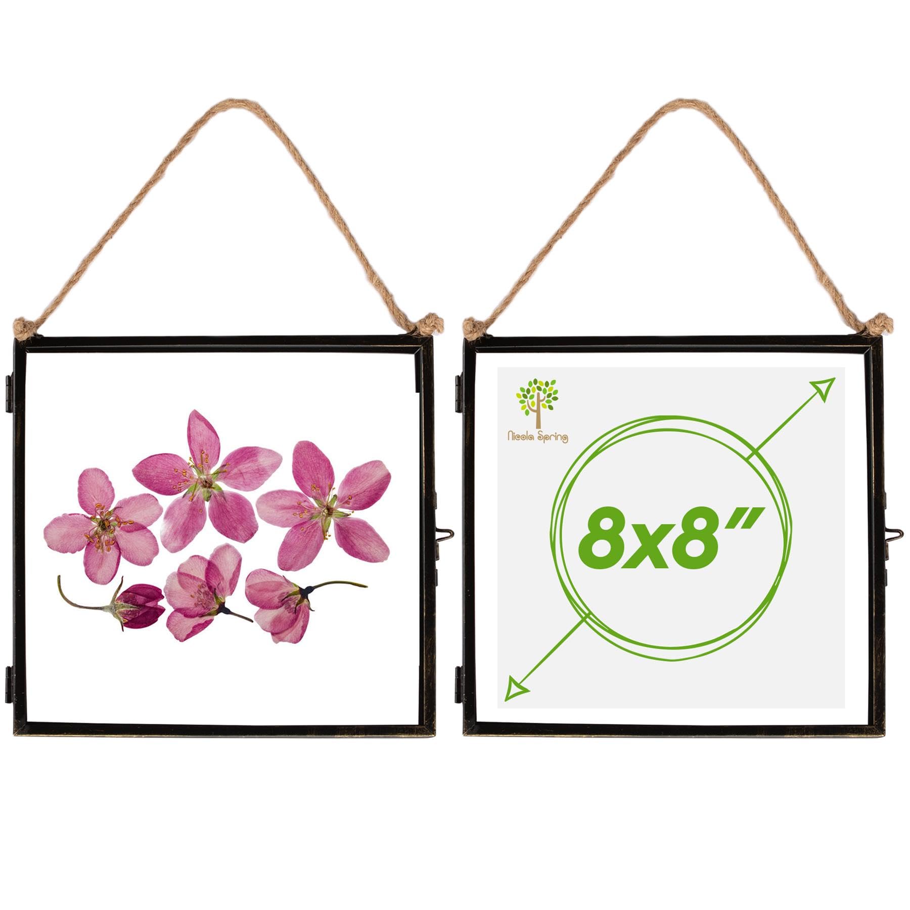 Nicola Spring Metal Photo Frames - Fits Photo Size 8 x 8 (20 x 20cm) - Pack of 2 - Black Picture Frame Multi Orientation Freestanding Square Certificate Display Poster Case