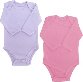 123 Bear Baby Cotton Spandex Long-Sleeve Bodysuits 2-Pack, Boy Girl | Boy Girl Unisex, 180gsm 4-Way Stretch Knit, Envelope Neckline, Smooth Flat Front for HTV & Embroidery, Tagless, Keeps Shape