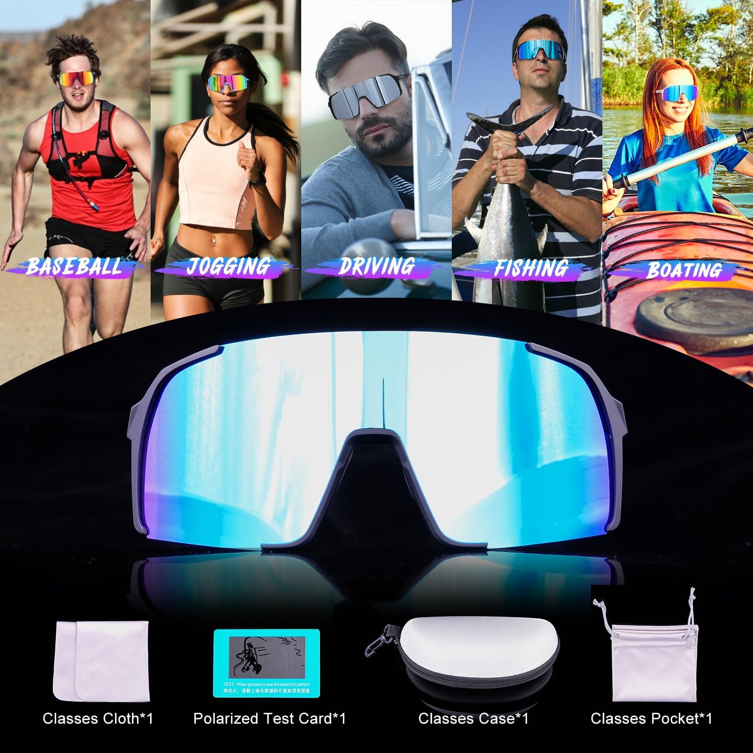 Polarized Sunglasses for Mens Womens Youth,UV Protection Sports Baseball Sun Glasses for Cycling Softball MTB Running