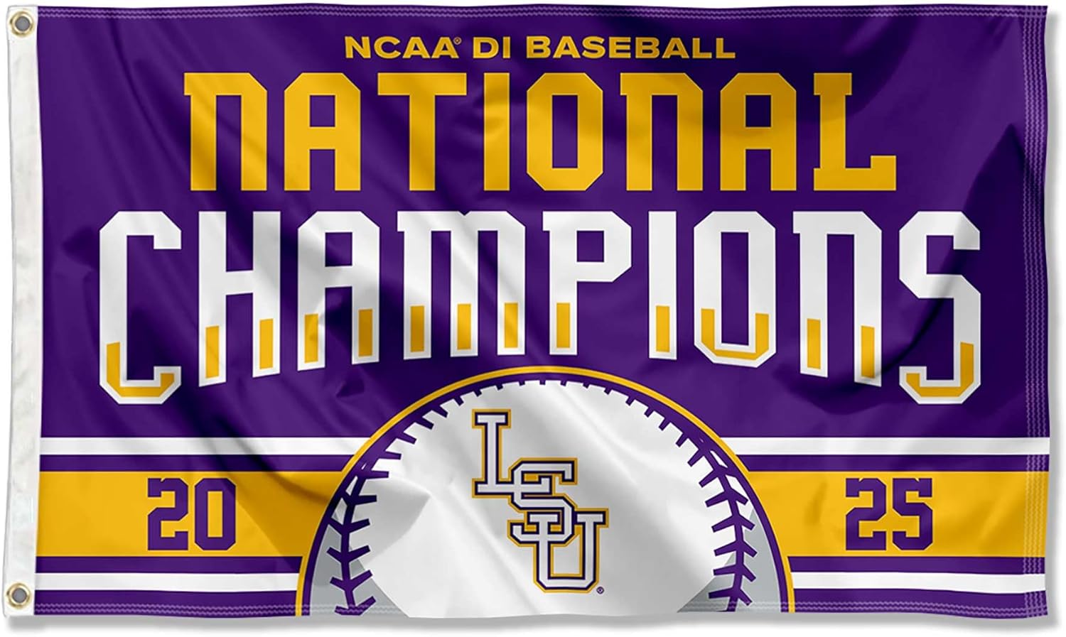 Louisiana State LSU Tigers College Baseball National Champions 2025 3x5 Grommet Flag
