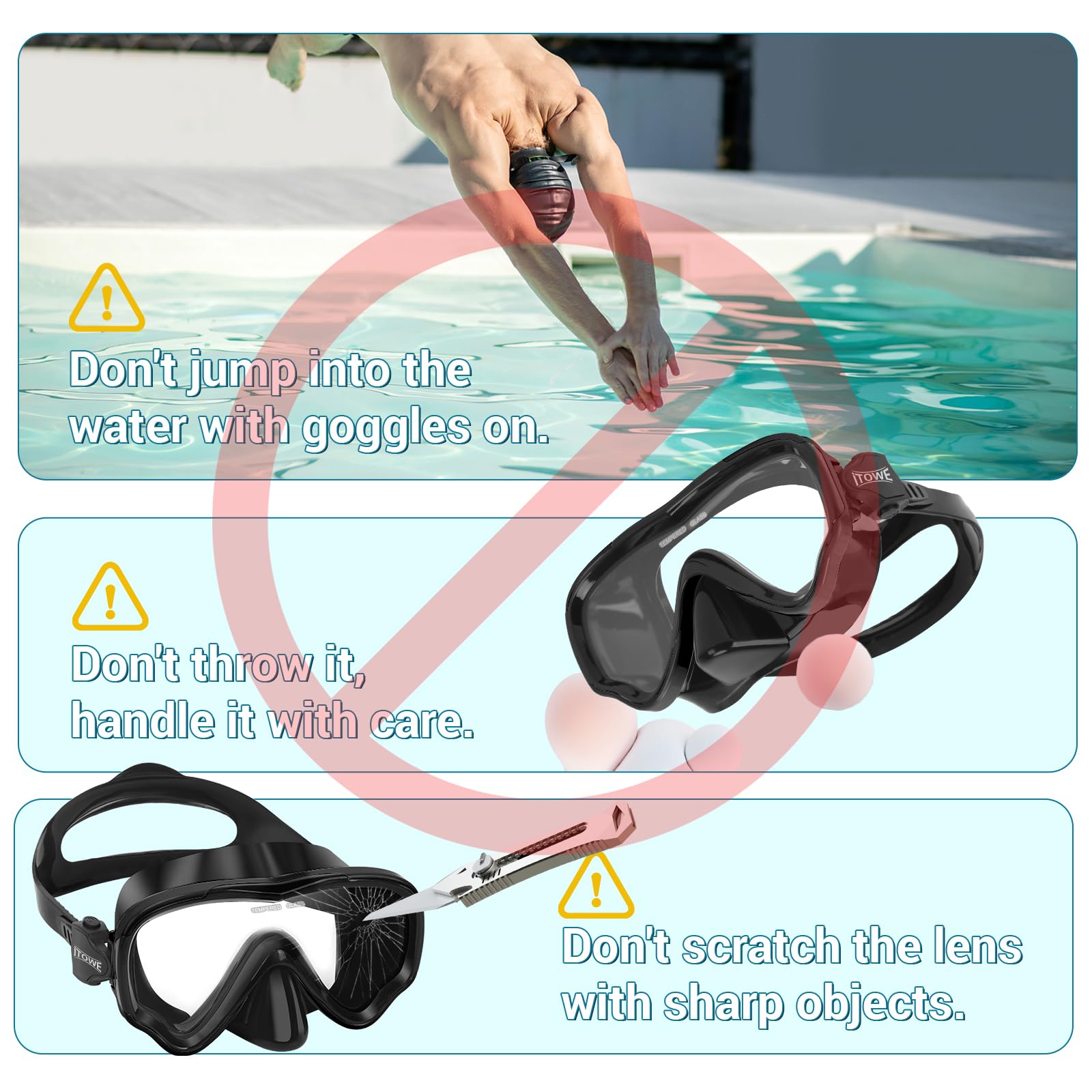Occhialini da nuoto per adulti con copertura per il naso, per uomini, donne e ragazzi, in vetro temperato, visione chiara a 180°, anti-appannamento, maschera da nuoto per piscina, senza perdite