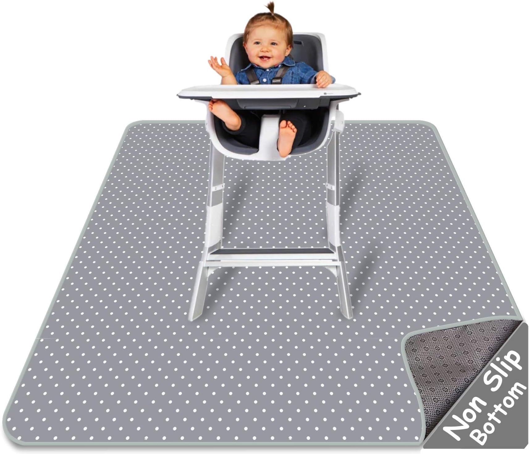 Splat Mat for Under High Chair - Splash Mat | Large 51" x 46" Size | Washable & Water Resistant | Avoid Messes | Multiple Uses | Easy to Wipe | Quick Drying - Comes w/Carrying case for Floor & Table