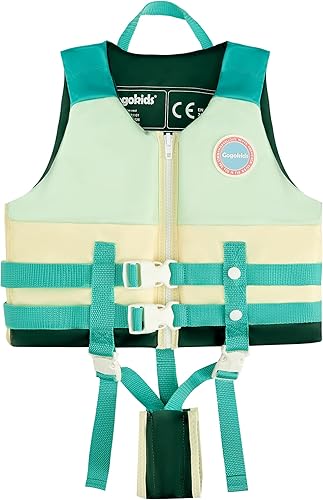 Vista 9 de Gogokids Chaleco de natación para niños de 2-3-4-5-6-7-8-9 años, flotadores de piscina para niños de 30-50-70 libras, flotabilidad para niños