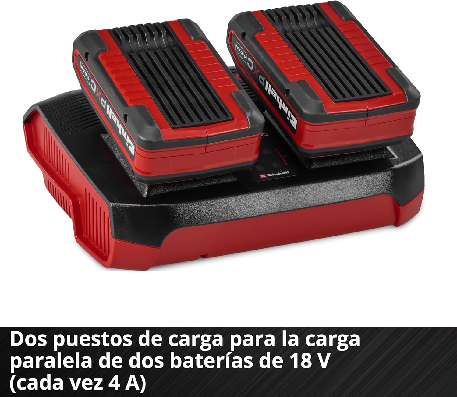 Original Einhell cargador Power X-Twincharger 4A Power X-Change (18 V, carga simultánea de 2 baterías de 18 V, supervisión de baterías, sistema de gestión de la carga, modo Refresh)