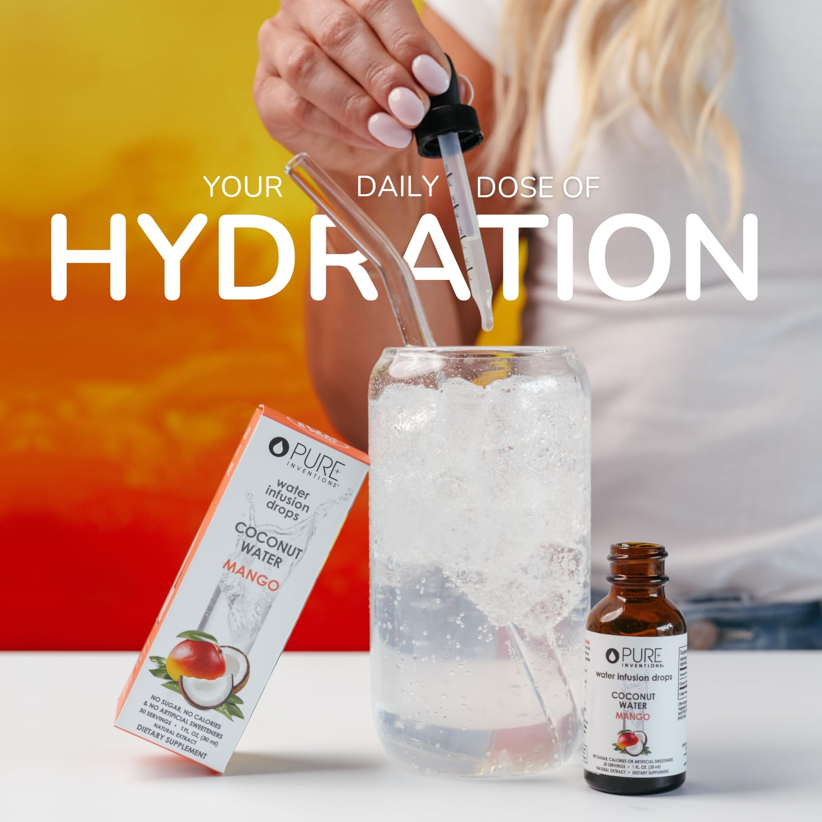 Pure Inventions - Coconut Water Infusion Drops – Electrolytes - Sugar-Free Hydration, Zero Calories, No Artificial Sweeteners, Clean Ingredients - Mango, 30 Servings — Amazon image 7