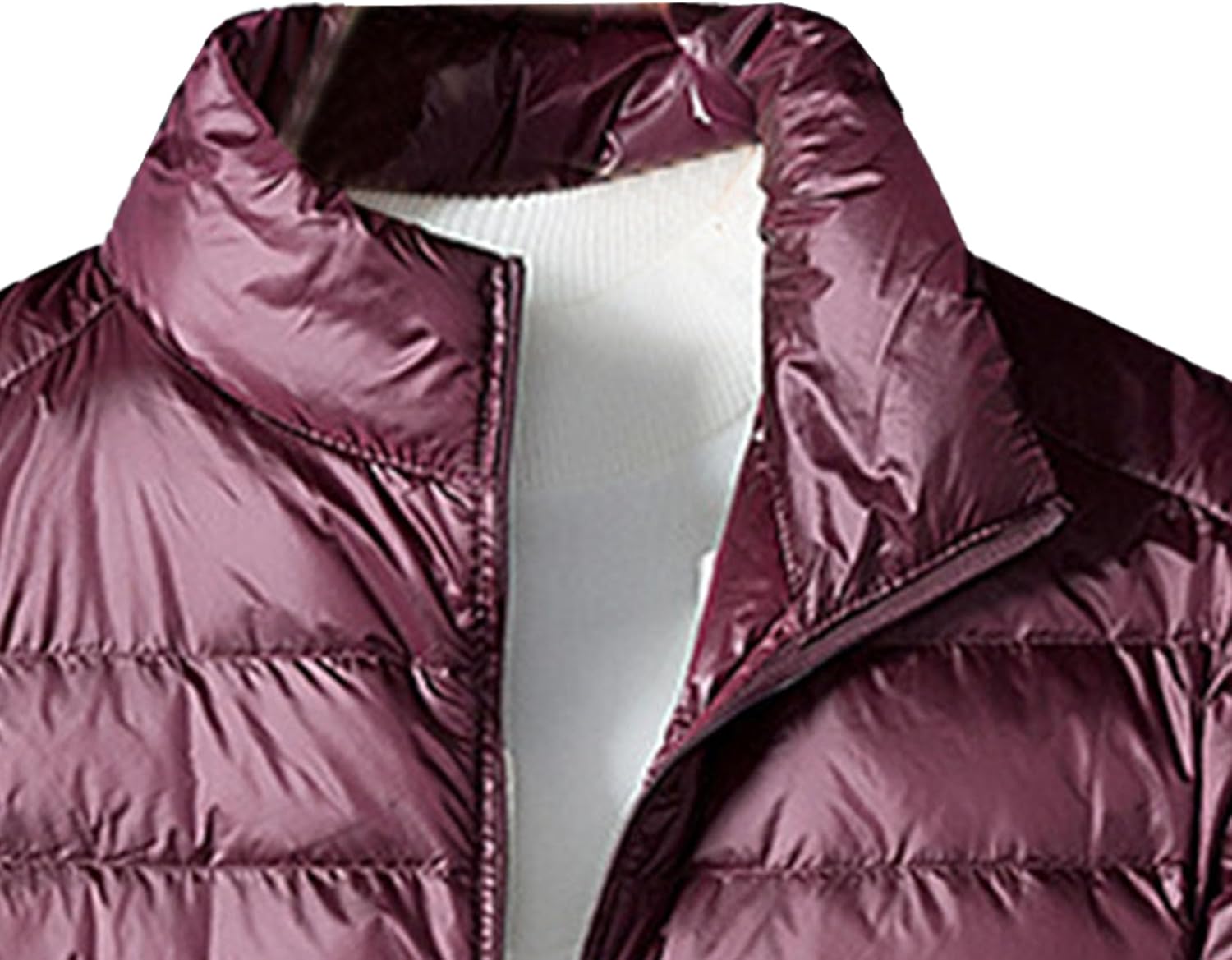 Men's Packable Down Jacket Stand Collar Cropped Winter Coats Lightweight Casual Warm Sport Puffer Jacket