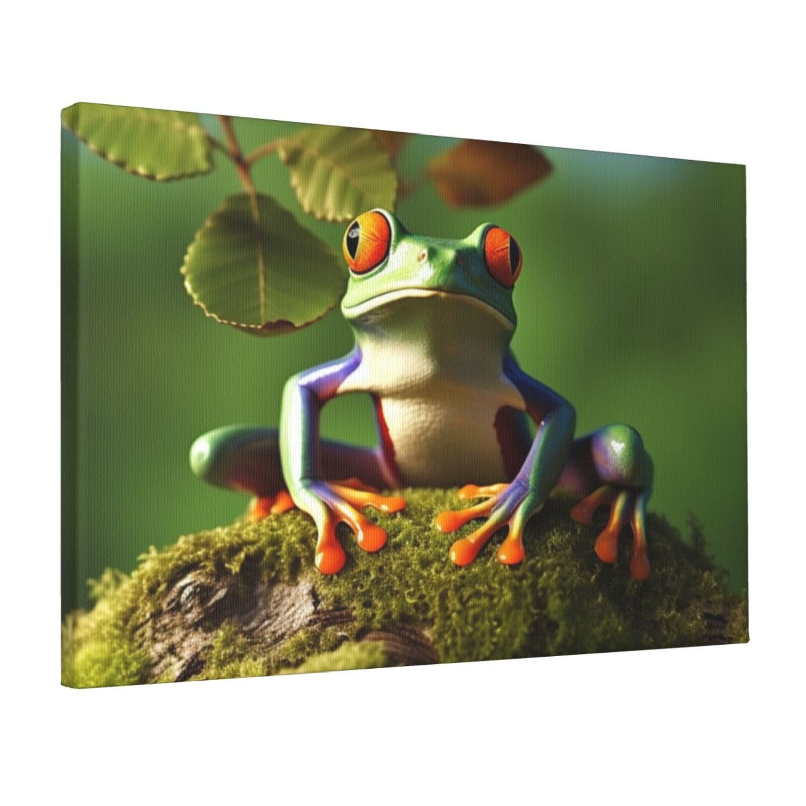 Canvas Wall Art for Living Room Wall Decor 12"x18" Modern Artwork Painting Pictures Hanging Canvas Prints Peace Frog Tree Aesthetic Wall Art for Bedroom Bathroom Office Wallart Decor