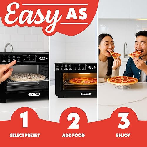 Miniatura 10 de Gourmia Freidora de aire digital para horno tostador, modo de convección con capacidad de 4 rebanadas, 3 posiciones de rack, 12 ajustes