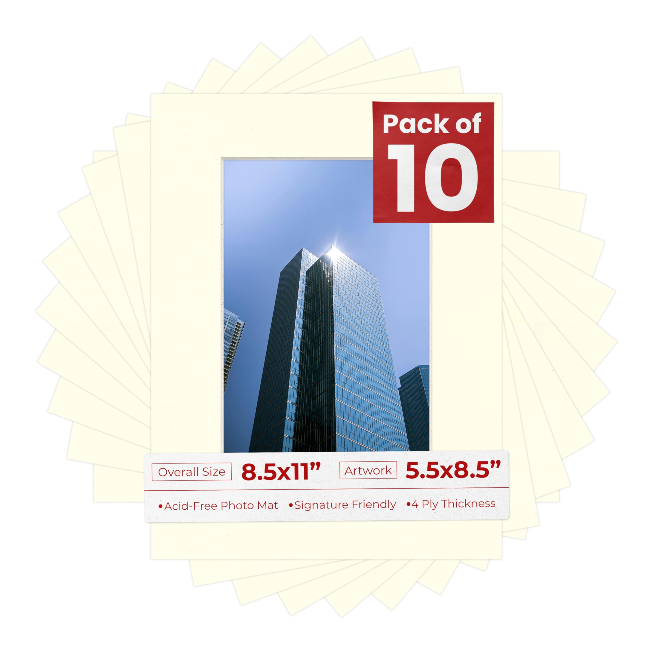 5.5x8.5 Mat for 8.5x11 Frame - Precut Mat Board Acid-Free Textured Cream 5.5x8.5 Photo Matte For a 8.5x11 Picture Frame, Matboard for Family Photos, Show Kits, Art, Picture Framing, Pack of 10 Mats-image-17