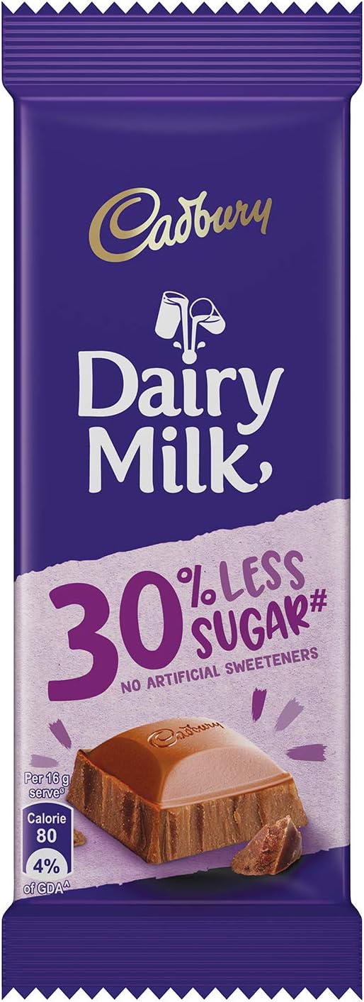 Cadbury Dairy Milk Chocolate Bar with 30% less Sugar, 43 g