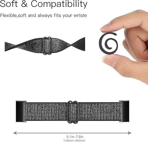 Miniatura 24 de YONWORTH - Banda elástica ajustable para reloj compatible con Fitbit Charge 2. Correa de nailon elástica, suave para muñecas. Pulsera deportiva