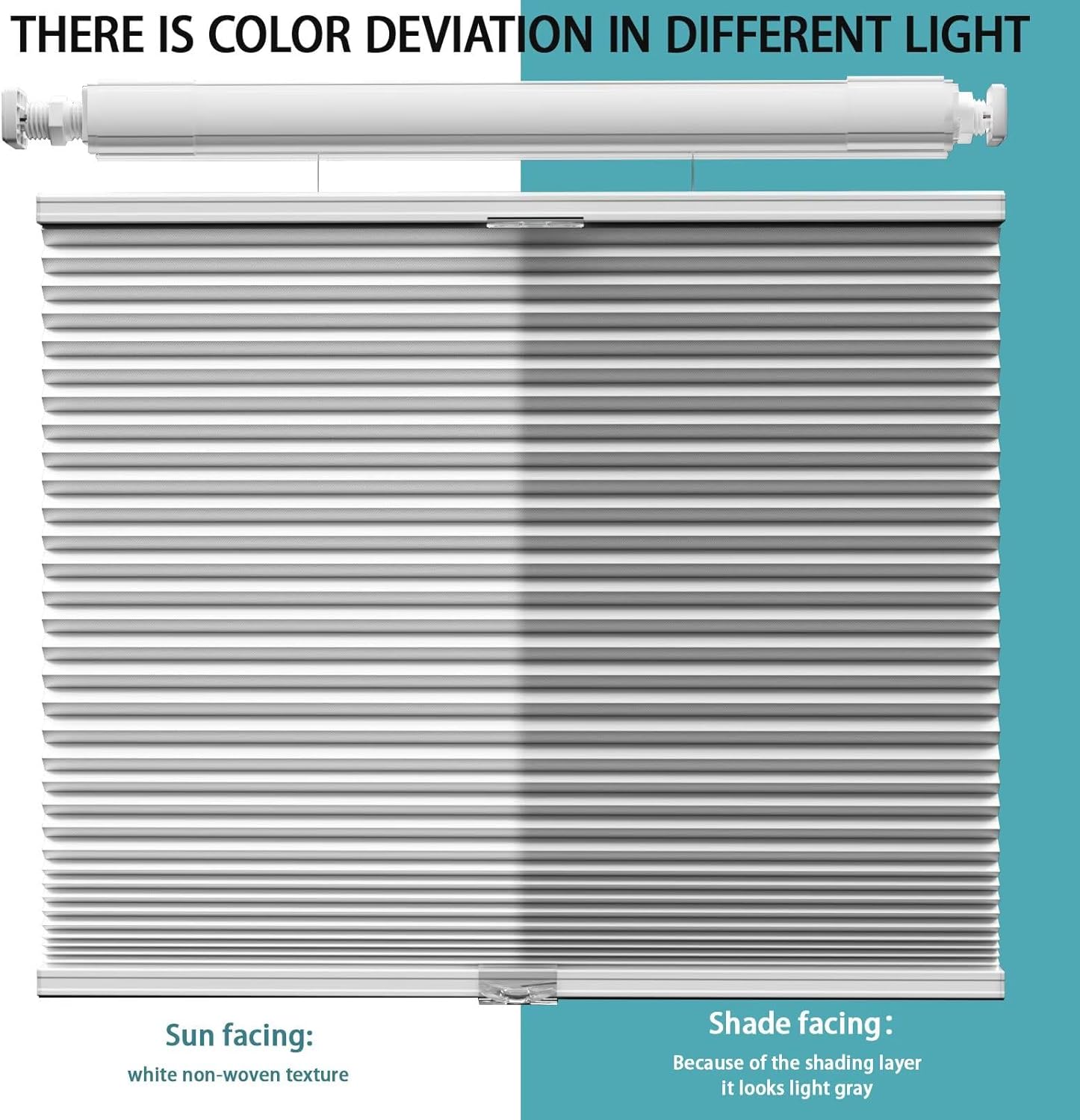 Myshade Custom 1.5 Inch No Drill No Tools Cellular Shades for Indoor Windows Top Down Bottom Up Shades Easy to Install Cordless Blinds for Home Room Darkening, 30" W * 64" H White-Blackout