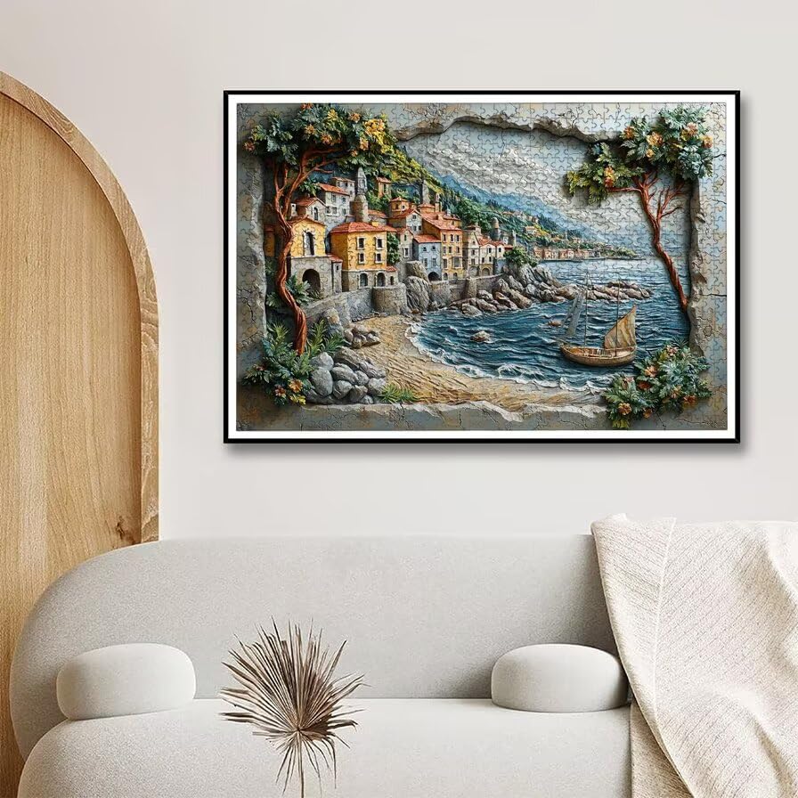 Puzzle 1500 sztuk krajobrazu, drewniane puzzle morskie dla dorosłych, rozmiar: 87 x 57 cm, puzzle 1500 sztuk dla dorosłych, rodzinne gry edukacyjne, puzzle pomysł na prezent dla kobiet, wystrój domu
