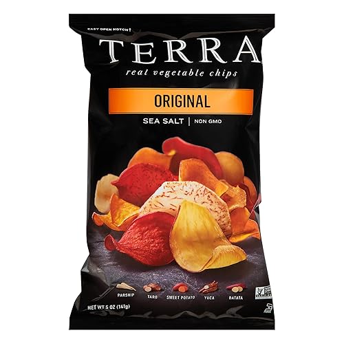 Terra Chips de verduras reales de sal marina original, 5 onzas (paquete de 6)