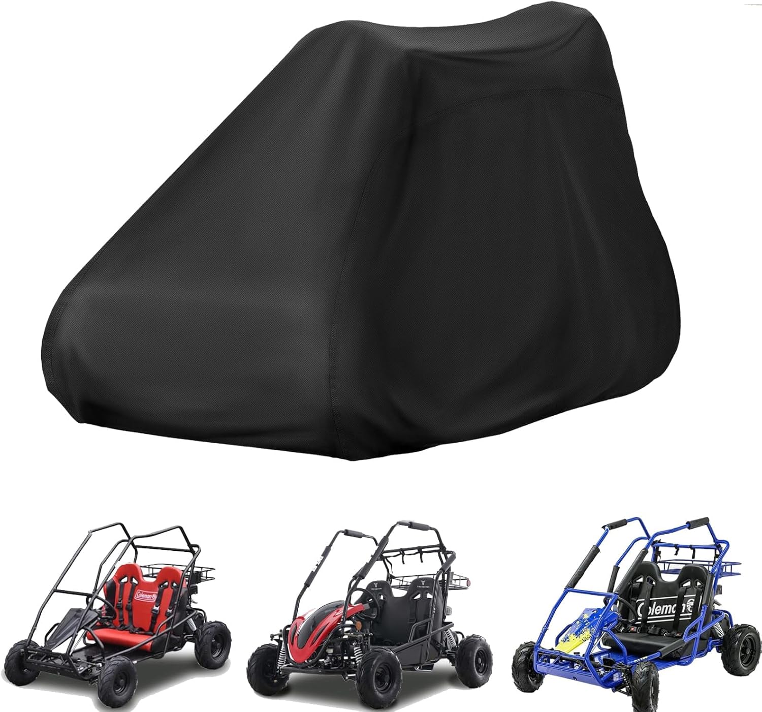 Go Kart Cover Waterproof, Heavy Duty 420D Oxford 2 Seater Go Kart Cover for Cokeman KT196 GoKart, Go Kart Accessories, Protective Gokart Car Covers - 86" L x 55" W x 55" H